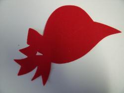 Hat / Sunbonnet Laser Cut Appliques (Size: with FUSIBLE - 5"W, Color: Red , Direction: Facing left)