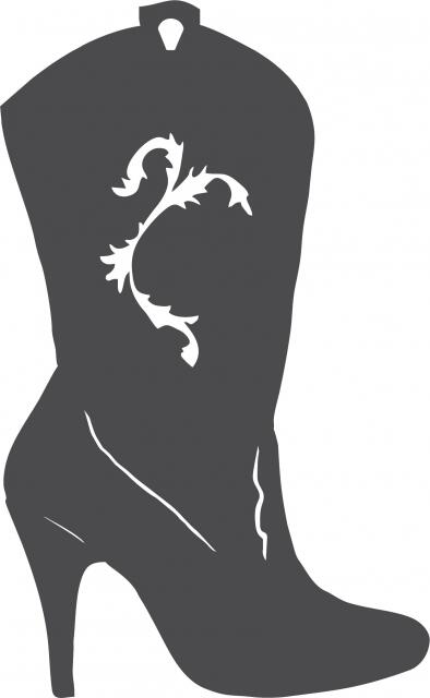 Cowgirl High Heel Boot Silhouettes Laser Cut Appliques (Size: 10"H, Direction: facing right)