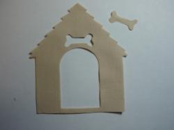 Dog House Laser Cut Appliques (Size: with FUSIBLE - 5"H, Color: Tan/Beige )