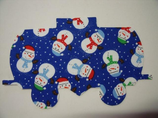 Christmas Train Tank Car Laser Cut Appliques (Size: 5"H, Color: Blue Snowmen)