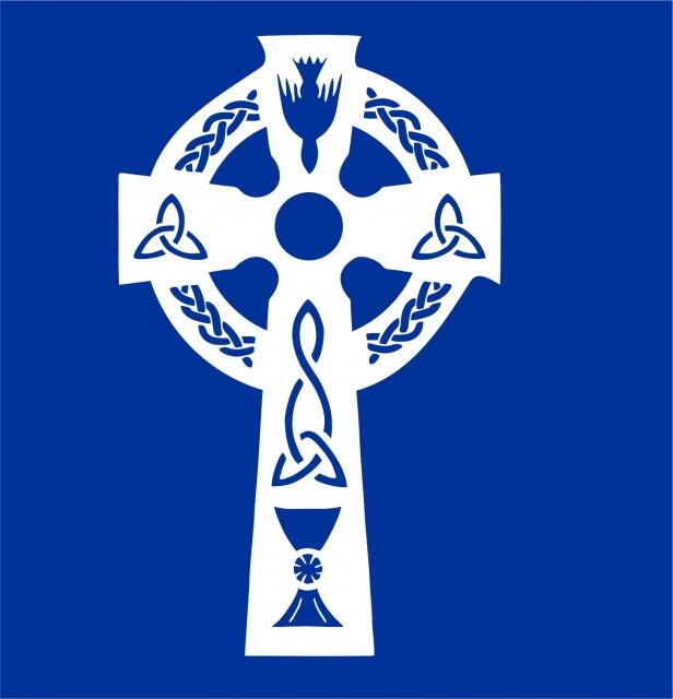 Cross #1 Silhouette Laser Cut Appliques (Size: with FUSIBLE - 8"H, Color: White)