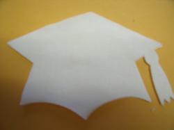 Graduation Cap - colors Laser Cut Appliques (Size: with FUSIBLE - 4"W, Color: White  )