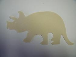 Dinosaur - Triceratops Laser Cut Appliques (Size: 7"W, Color: Tan/Beige , Direction: Facing right)
