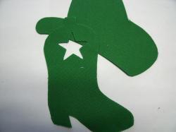 Cowboy Hat & Boot Laser Cut Appliques (Size: 4"H	, Color: Green  , Direction: Facing left)