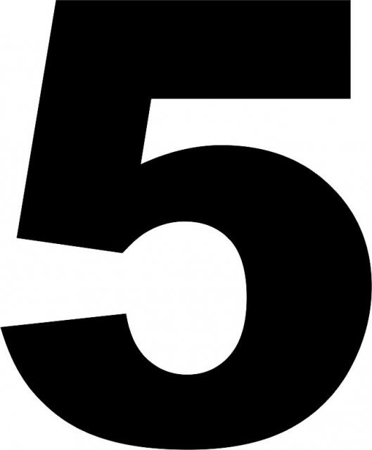 Number - "5" Laser Cut Appliques (Font Style: Arial Black, Color: Black , Size: with FUSIBLE - 3"H)