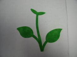 Flower Stem w/Leaf Small Laser Cut Appliques (Size: with FUSIBLE - 4.5"H, Color: Tonal -Green )
